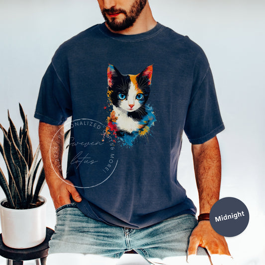 Calico cat watercolor shirt