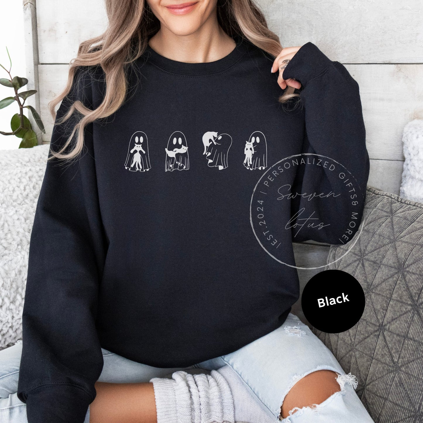 Black cats & Ghost Sweatshirts, Spooky cute sweatshirt