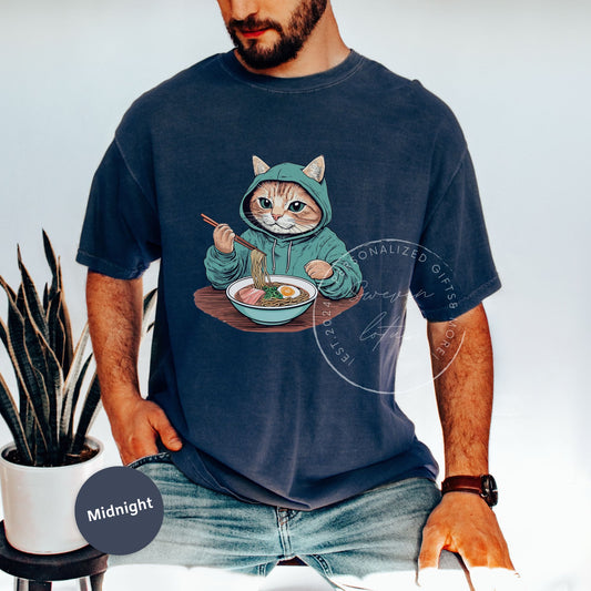 Hoodie Cat eating ramen Tshirt