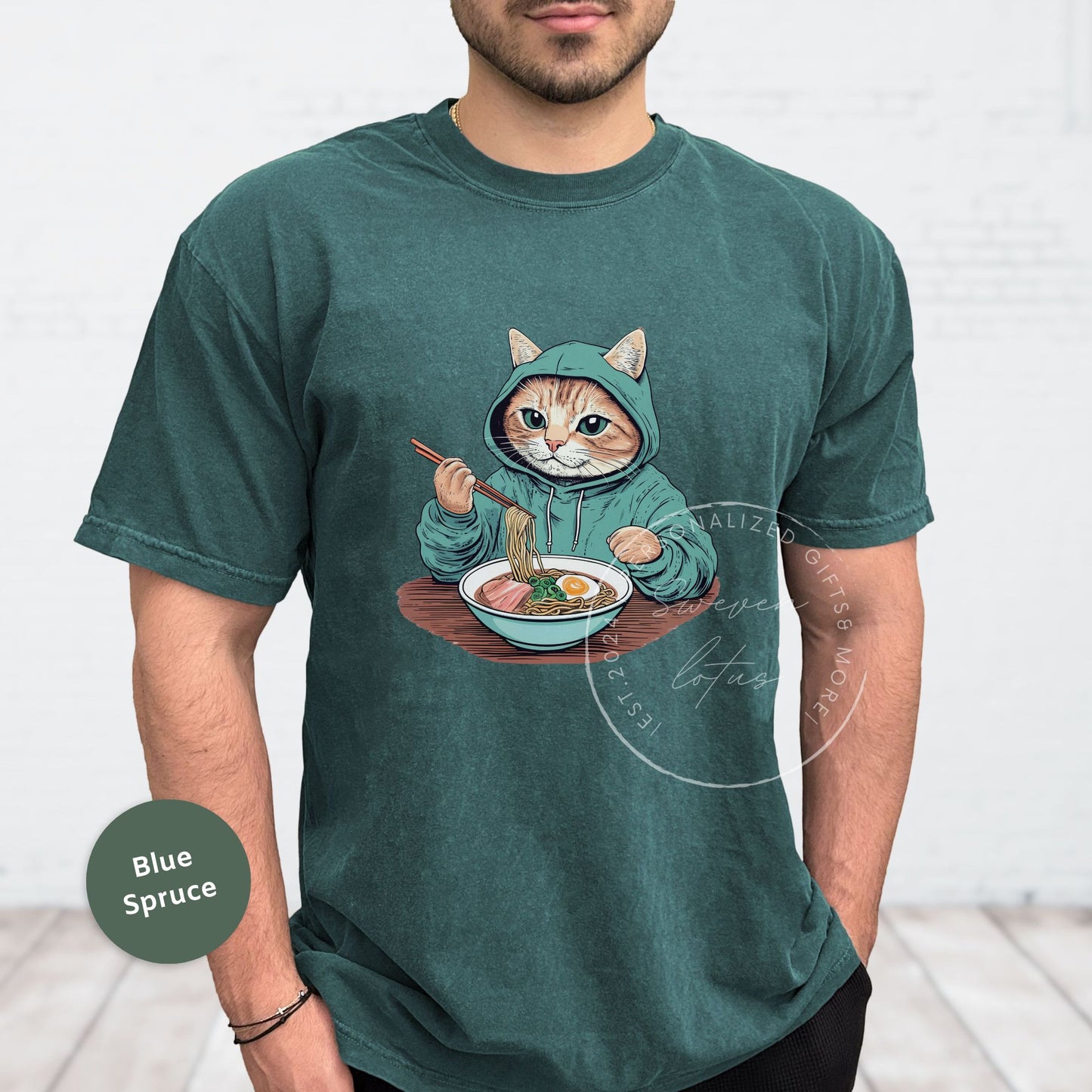 Hoodie Cat eating ramen Tshirt