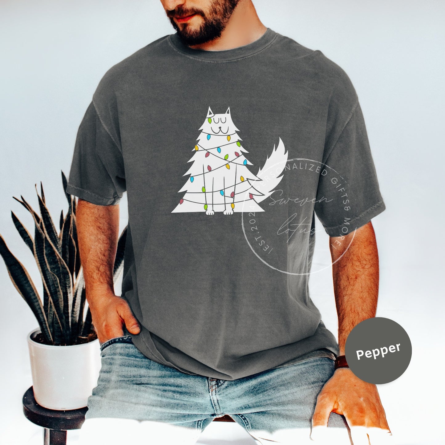 White Cat Christmas shirt