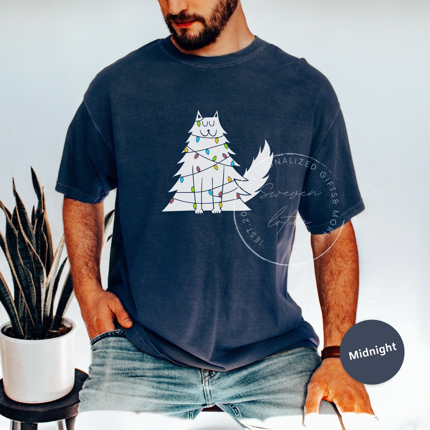 White Cat Christmas shirt