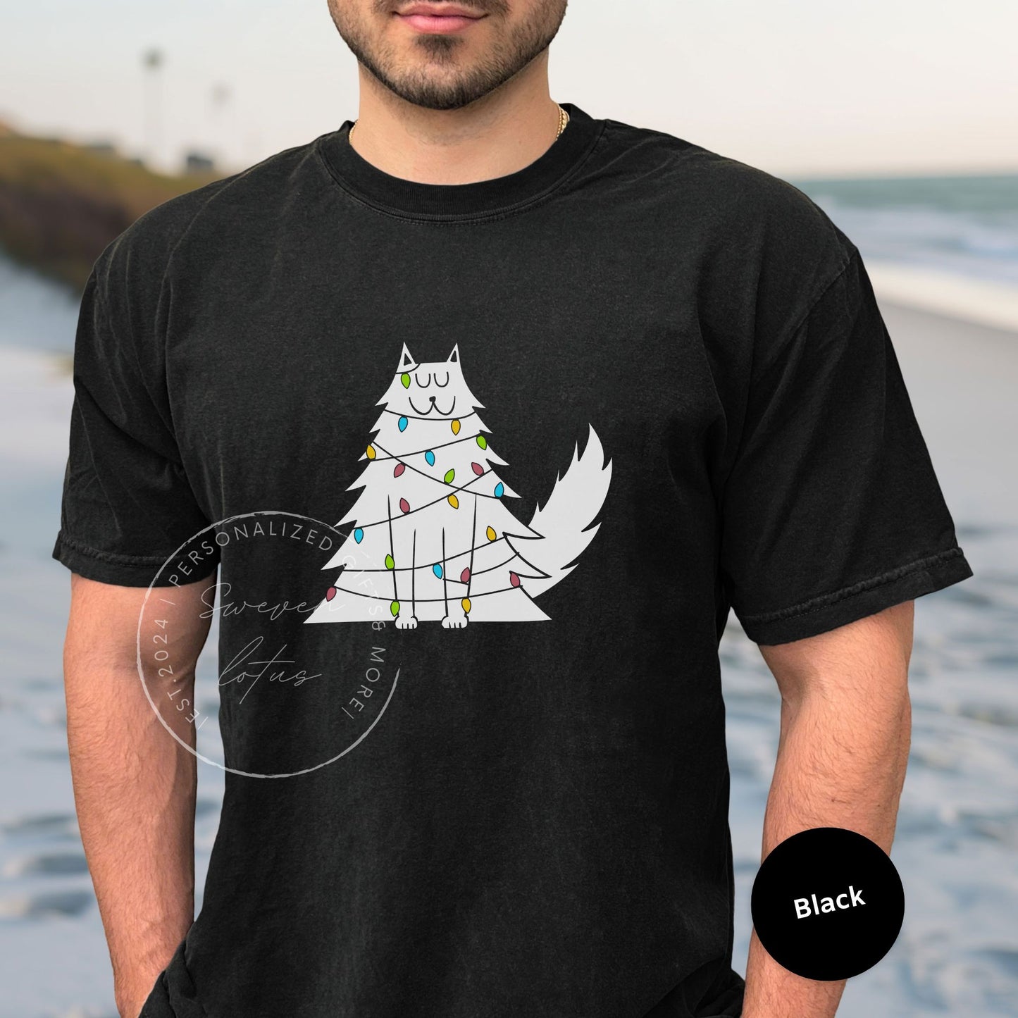 White Cat Christmas shirt