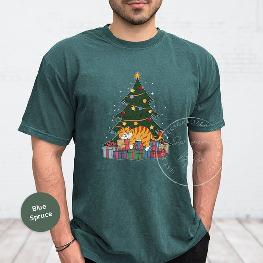 Red Tabby Cat Christmas shirt